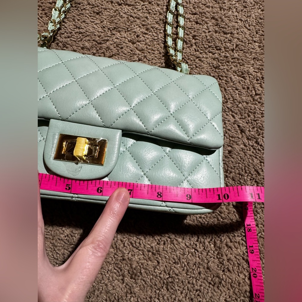 Mint Quilted Shoulder Bag - Picture 10 of 12